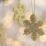 Gold Glitter Snowflake Ornaments