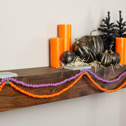 Halloween Purple and Orange Wood Bead Garland Set