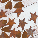 Rusty Tin Primitive Stars and Hearts
