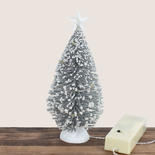 Light Up Frosty Silver Glittered Bottle Brush Tree