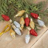 Miniature Christmas Red, Silver & Gold Light Bulb Ornaments