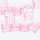 Translucent Pink Baby Block Fillable Favors