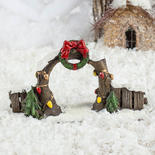 Miniature Decorated Christmas Fence with Arch and Wreath