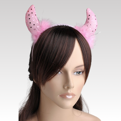 Pink Sequin Marabou Devil Horns Headband