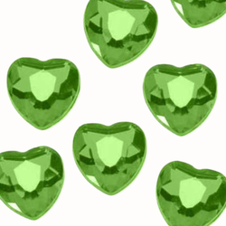 Apple Green Acrylic Heart Rhinestones
