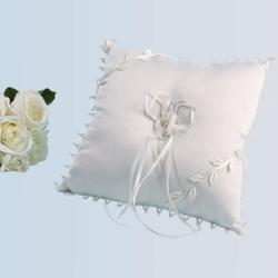 Ivory Satin and Pearl Ringbearer Pillow