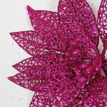 Fuchsia Glittered Mesh Artificial Poinsettia Picks