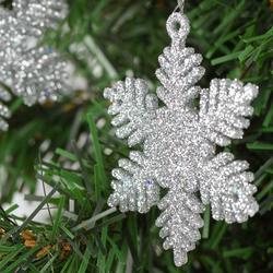 Silver Glittered Snowflake Ornaments