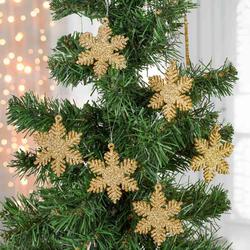 Gold Glitter Snowflake Ornaments