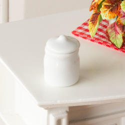 Dollhouse Miniature White Cookie Jar with Lid