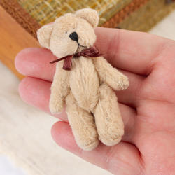 Miniature Beige Velveteen Teddy Bear - True Vintage