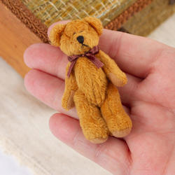 Miniature Brown Velveteen Teddy Bear - True Vintage