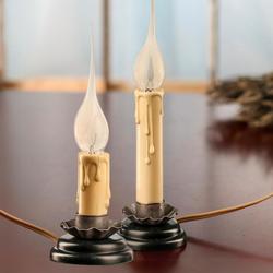 Primitive Flicker Bulb Electric Welcome Candle Lamp Set