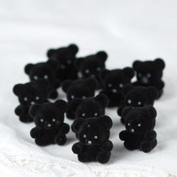 Direct Wholesale Miniature Black Flocked Teddy Bears