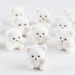 Direct Wholesale Miniature White Flocked Teddy Bears