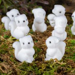 Direct Wholesale Miniature White Flocked Squirrels