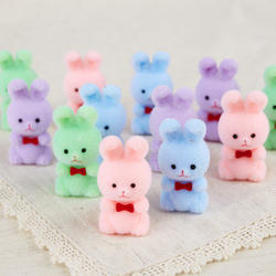 Direct Wholesale Pastel Miniature Flocked Bunnies