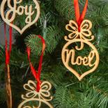Laser Cut "Peace, Hope and Joy" Wood Ornaments