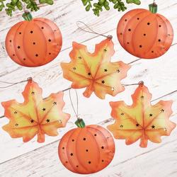 Rustic Tin Punched Pumpkin and Leaf Ornaments