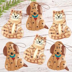 Rustic Tin Punched Cat and Dog Ornaments