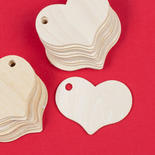 Unfinished Wood Heart Tags