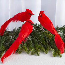Set of Artificial Flocked Red Cardinals