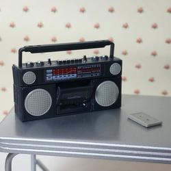 Dollhouse Miniature 80s Boom Box with Cassette