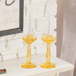 Dollhouse Miniature Amber Candlesticks