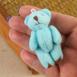 Miniature Blue Velveteen Teddy Bear