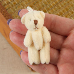 Miniature Cream Velveteen Teddy Bear