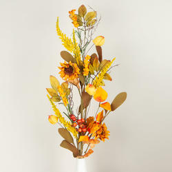 Artificial Sunflower and Chinese Lantern Fall Floral Stem